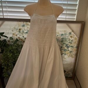 AllSaints Boho Halter Maxi Dress in chalk white. Size 8.